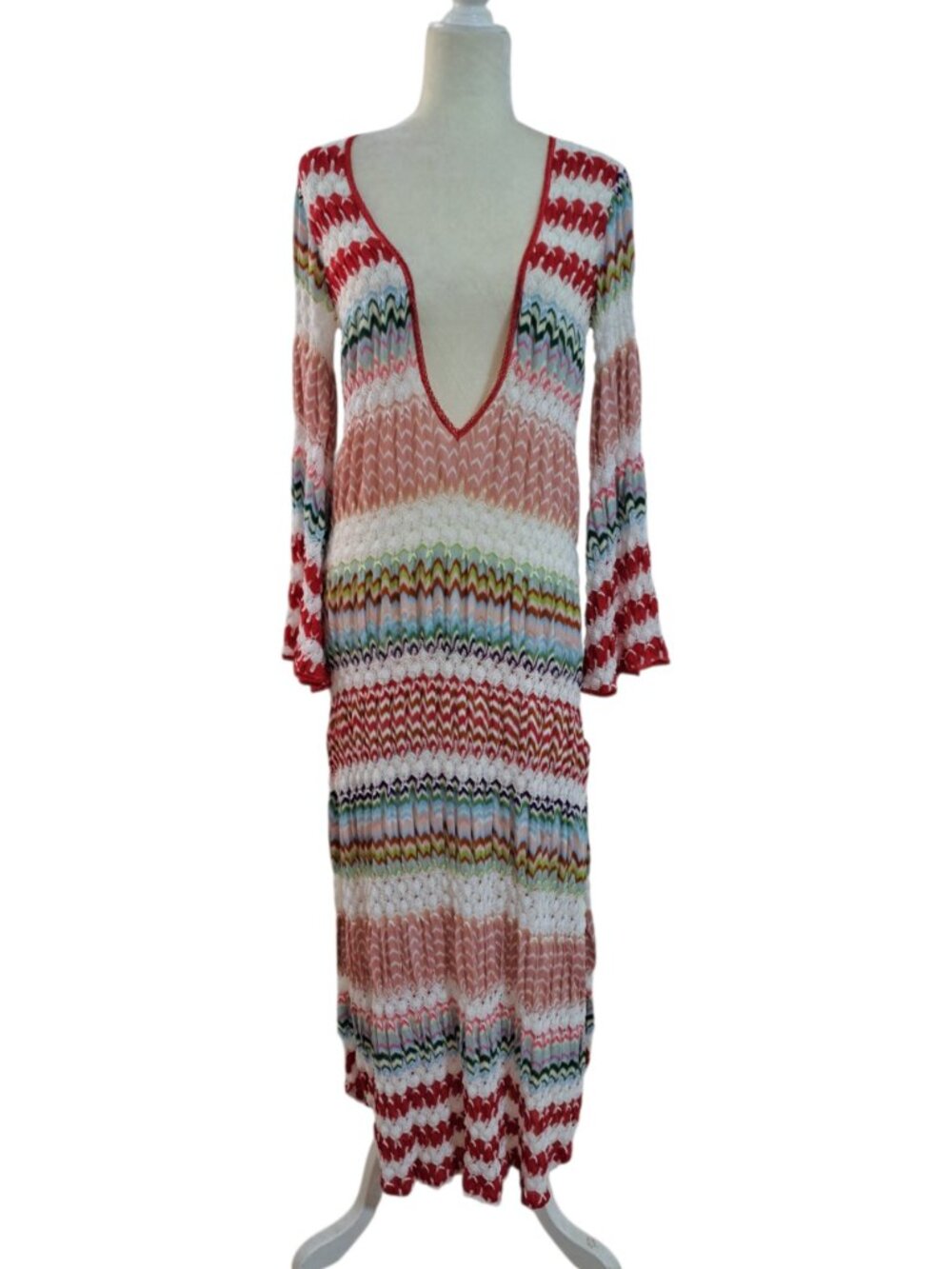 Missoni Women's Bell Sleeve Side Slits Knit Cover Dress Resort Vacation Sz 36